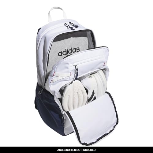 adidas Defender 5 Backpack for Sports, Gym, School and Travel, 33L, White/Night Indigo/Pure Ruby Red, OSFA - color: White/Night Indigo/Pure Ruby Red