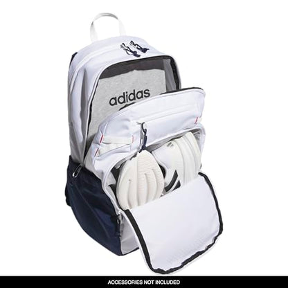 adidas Defender 5 Backpack for Sports, Gym, School and Travel, 33L, White/Night Indigo/Pure Ruby Red, OSFA - color: White/Night Indigo/Pure Ruby Red