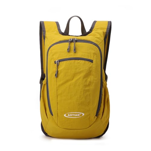 Daypack Unisex Casual Backpack With Large Capacity, Foldable, Lightweight, Durable Outdoor Hiking(YELLOW) - color: Yellow