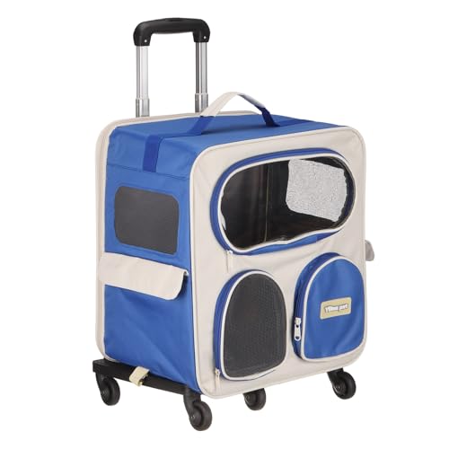 Pet Backpack Carrier, Portable and Ventilated, Nylon Dogs Cats and Small Animal Travel Bag 14.17", (Dark Blue, 1 Pcs), Intended for Hiking/Camping/Traveling - color: Dark Blue