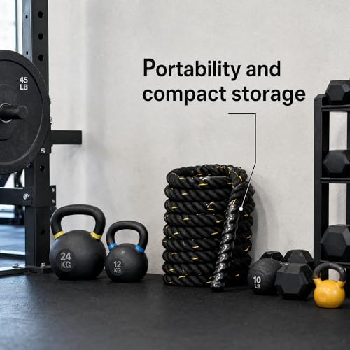 Fitvids Battle Rope 1.5Inch 2 Inch Diameter Poly Dacron 30 FT, 40 FT, 50 FT Length, Heavy Ropes for Home Gym and Workout - style: 2-Inch, 30FT