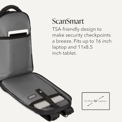 SwissGear Travel Tech Pro Laptop Backpack – Fits Laptops up to 16” – ScanSmart TSA-Friendly Backpack with Multiple Organizer Pockets – Black - color: Black, style: Travel Tech Pro