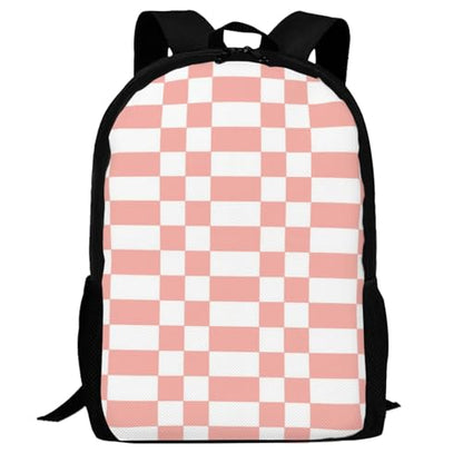 Breathable Outdoor Daypack Checkered Pink, Durable Anti Theft Travel Backpack Adjustable Strap Shoulder Bag for Hiking Camping City Walking - color: Design (547)