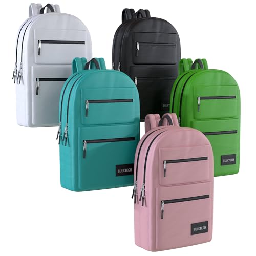 10 Pack Bulk Backpacks, Wholesale 17-Inch Lightweight Bookbags for Kids, Adults, School, Classroom, Travel, Gym Supplies with 2 Large, 2 Small Pocket, Perfect for Events, Corporate Bundles, Mix - color: 6 - Backpacks Mix, size: 10 Pack