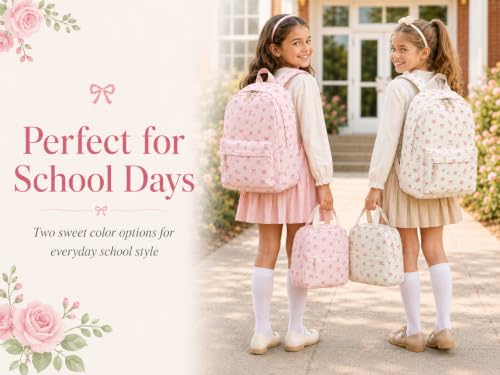 Bluboon Teen Girls School Backpack Kids Bookbag Set with Lunch Box Pencil Case Travel Laptop Backpack Casual Daypacks (Pink bow tie) - color: Pink Bow Tie