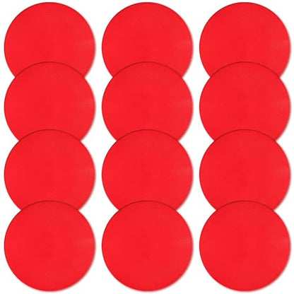 Poly Spot Markers 4inch/9 inch Non-Slip Rubber Agility Markers Flat Field Cones Floor Dots for Football, Soccer, Basketball Training Markers, School Activities, Exercise Drills, Social Distancing - style: 9inch 12Pcs(Red)