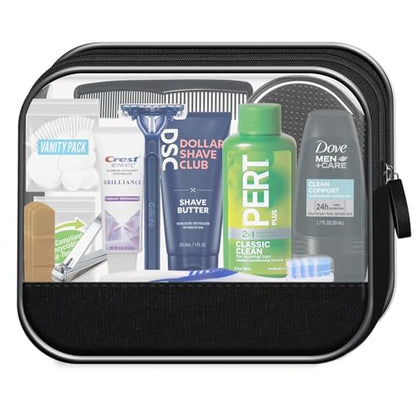 Convenience Kits International Men's 16-Piece Travel Skin Care and Body Care Kit with Shampoo, Body Wash, Lotion, Deodorant in Reusable Toiletry Bag, 40 Count Bulk Case - size: 40 Kits