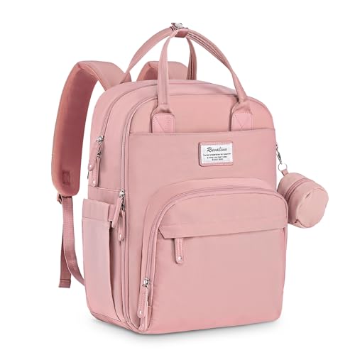 RUVALINO Diaper Bag Backpack, Multifunction Travel Back Pack for Girls, Maternity Baby Changing Bags with Changing Pad for Mom, Large Capacity, Waterproof and Stylish, Pink - color: Pink