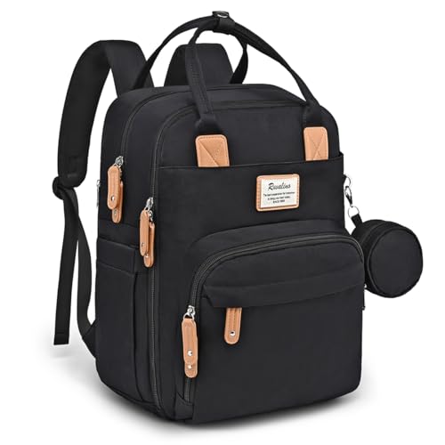 RUVALINO Diaper Bag Backpack, Multifunction Travel Pack Maternity Baby Changing Bags, Large Capacity, Waterproof, Black - color: Classic_black