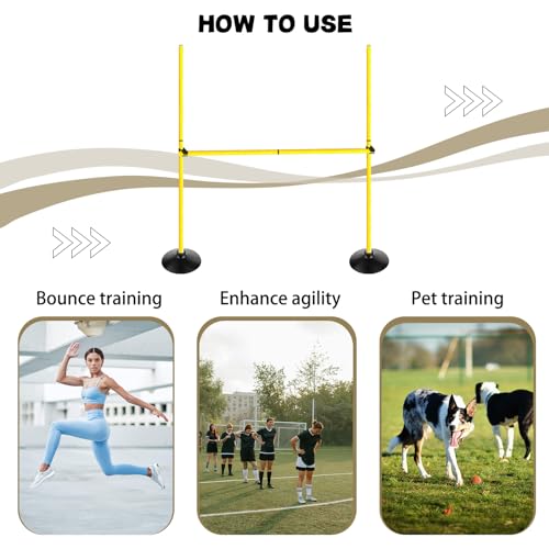 Adjustable Height Agility Hurdle Set Multi-Function Soccer Trainning Pole Set Coaching Sticks with Rubber Base - color: 4.9 FT