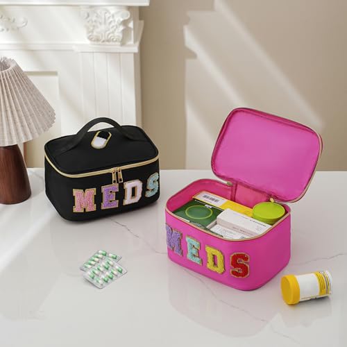 uekeboag Chenille Letter MEDS Nylon Makeup Bag(13Black) - color: 13Black