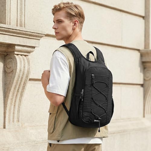 G4Free 20L Hiking Backpack Lightweight Daypack with Phone Pocket Small Packable Foldable Hiking Bag for Women Men, Black - color: Black