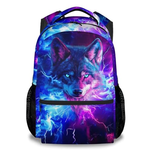School Backpack for Boys, 17 Inch Aesthetic Wolf Kids Backpacks for Kindergarten, Portable Lightweight Bookbag for Primary School - color: Color5-1