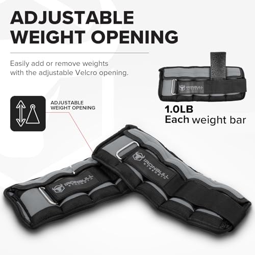 Adjustable Ankle Weights (10lbs/Pair) - Weighted Ankle Weight for Walking, Gym and Exercise - 2, 4, 6, 8, 10 LB Leg Weight Set with Straps for Women and Men - 1-5 lbs Each Ankle Adjustable for Weight Lifting - color: Grey