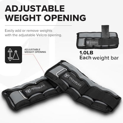 Adjustable Ankle Weights (10lbs/Pair) - Weighted Ankle Weight for Walking, Gym and Exercise - 2, 4, 6, 8, 10 LB Leg Weight Set with Straps for Women and Men - 1-5 lbs Each Ankle Adjustable for Weight Lifting - color: Grey