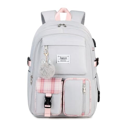 Joymoze Women Fashion Travel Backpack Set Roomy Laptop Rucksack Set Casual Daypack for Girl Grey - color: Grey