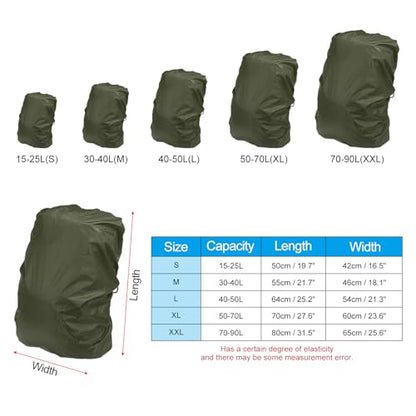 PATIKIL Waterproof Backpack Rain Cover with Anti-Slip Cross Buckle Straps & Drawstring Bag for Hiking Camping Traveling - color: Dark Green, size: XX-Large