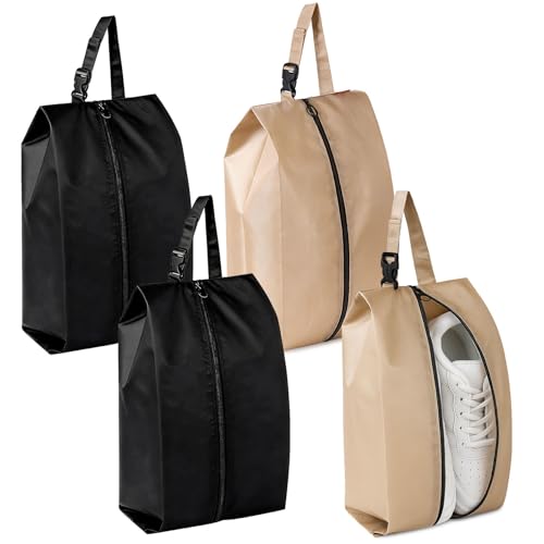 Travel Shoe Bags with Buckle 4-Pack – Clip On Shoes Pouch Organizer with Zipper, Portable Storage Bags for Packing, Gym, Sports, Golf, Soccer, Bowling, Basketball (Mix) - color: Mix, style: 4 Pack
