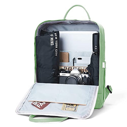 KALIDI Casual Laptop Backpack 15 Inches Classic Camping Rucksack Travel Outdoor Square Daypack College Hiking Gym Bag, Light Green - color: Light Green