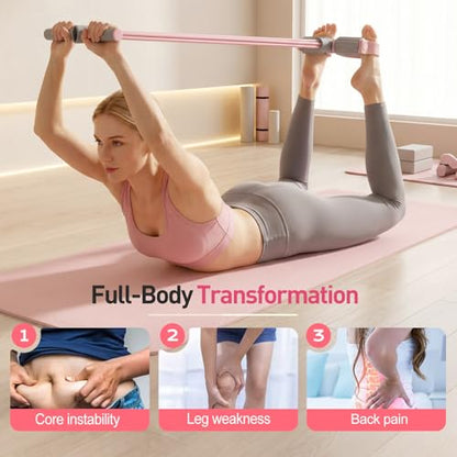 Pedal Resistance Band with Handles, 2026 Upgrade 6-Tube Pedal Resistance Band Multifunction Elastic Yoga Resistance Band for Full Body Workout, Stretching, Waist, Arm, Leg - color: pink