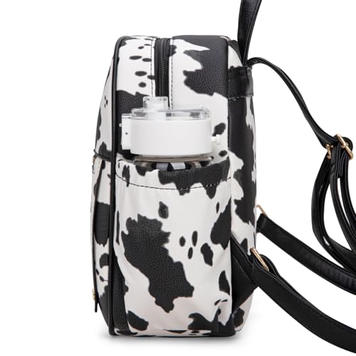 Montana West Mini Backpack Purse for Women Anti Theft Backpacks with Secured Zipper and Tassel - color: Mini Cow Print Black