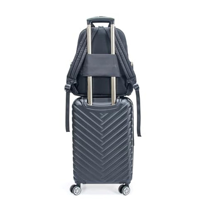 Kenneth Cole REACTION Sophie Women's Silky Nylon 15" Laptop & Tablet Anti-Theft RFID Travel Backpack Bag, Black With 20" Carry-On - color: Black, size: 15" Laptop with 20" Carry-On