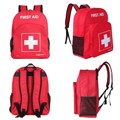 First Aid Backpack Empty, Red Waterproof Emergency Backpack, Portable Large Capacity Empty Medical First Aid Bag for Car Home Office Outdoor Travel Hiking Camping - color: Red3