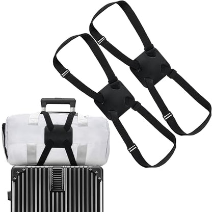 Chelmon 2 Pack Luggage Straps, Ajustable Elastic Bungee Belt for Suitcases, Add Extra Bag Easy and Securely for Travel - color: Black-2pack