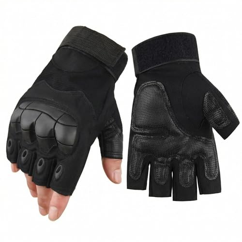 Fingerless Motorcycle Gloves for Men Women,Breathable TPU Protection,for Motorcycle Cycling ATV Riding Tactical Training Fitness Workout Black - size: X-Large