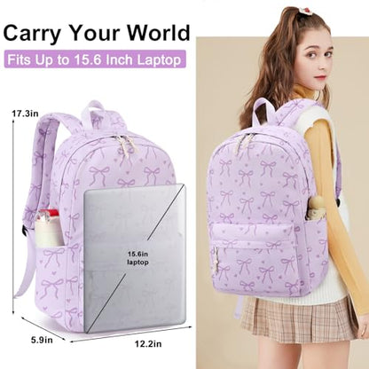 LOIDOU Girls Backpack for Kids Cute School Bookbag - color: Purple-1, size: L-17"
