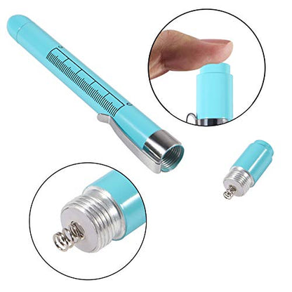 Aokin Medical Pen Light for Nurse Doctor, Reusable LED Medical Penlight Flashlight with Pupil Gauge and Ruler, White Light, Sky Blue - color: Sky Blue