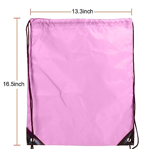 Drawstring Backpack Bulk 24Pcs Draw String Backpack Bags DIY Gym Sports Traveling Yoga Cinch Bag Sackpack Drawstring(pink) - color: Pink