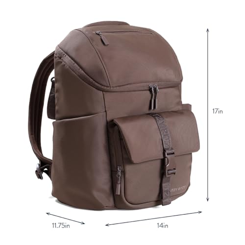 Itzy Ritzy Belong Bucket Backpack – Lightweight Diaper Bag Backpack Featuring 16 Pockets, Bucket Top Opening, Stroller Straps & Changing Pad – Organized and Stylish Everyday Family Backpack (Mocha) - color: Chocolate