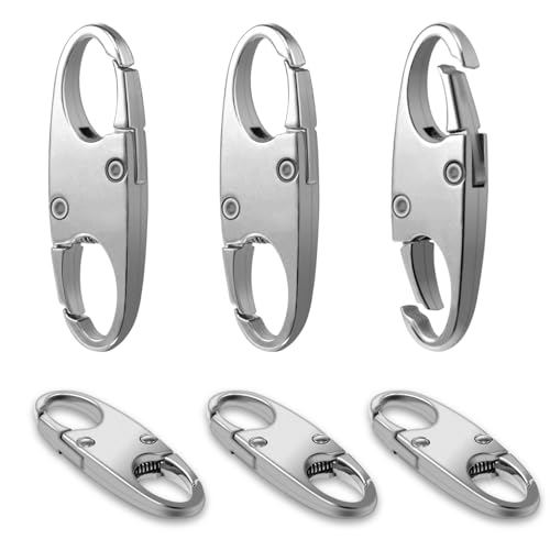 6Pcs Double Opening Lock Zipper Pull Replacement Clips, Small Carabiner Clips, Zipper Locks Anti Theft Deterrent for Bag Luggage Pickpocket Backpack Purse Travel Suitcase (Silver) - color: 6pcs Silver