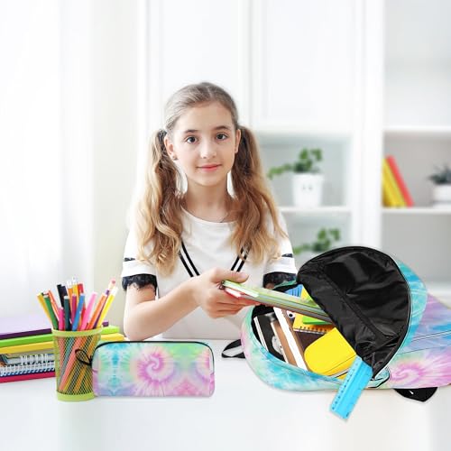 3PCS Girls Tie Dye Backpack, Bookbag for Kids Girls with Lunch Box, 17 Inch Tie Dye Teens Back to School Bag Set, Laptop Backpack for Women School/Daypack - color: Tie Dye