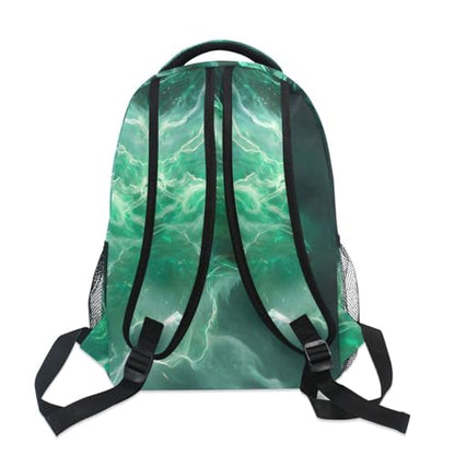 susiyo Green Wolf School Backpack Bookbag Lightweight College Back Pack Travel Camping Casual Daypack for Teens Girls Boys Women Men - color: Green Wolf