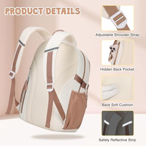 DIGOBAY 3PCS Girls Backpack for School, Kids Backpack for Girls with Lunch Box Pencil Case Set for Teen Girl Elementary Primary Middle High College School Bookbag with Cute Pins (Khaki) - color: Khaki