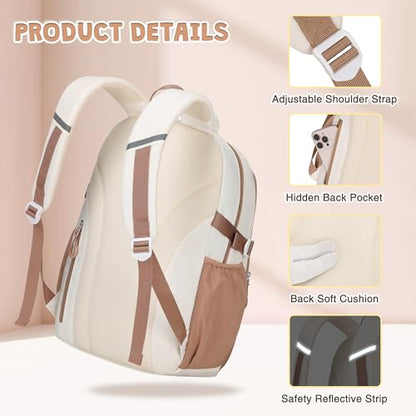 DIGOBAY 3PCS Girls Backpack for School, Kids Backpack for Girls with Lunch Box Pencil Case Set for Teen Girl Elementary Primary Middle High College School Bookbag with Cute Pins (Khaki) - color: Khaki