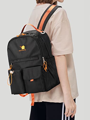 Lanola Teen Girl School Backpack Casual Daypack Bookbag Elementary College Travel Backpack with Cute Ribbon for Girls - color: Cheese-black