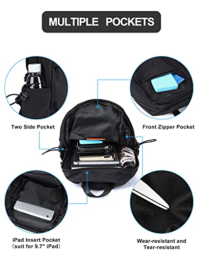 SEAFEW Small Black Sling Crossbody Backpack Shoulder Bag for Men Women, Lightweight One Strap Back Pack Sling Bag Backpack for Hiking Walking Biking Travel Cycling USB Charger Port-Nylon - color: Black-small