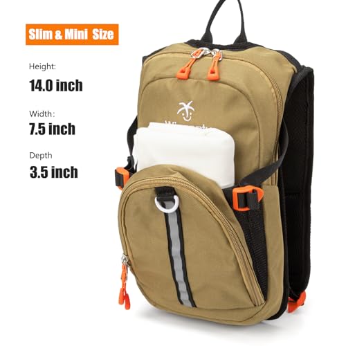 Kids Hydration Backpack, Water Hiking Backpack for Boys or Girls with 1.5L Reservoir Bladder - color: Brown