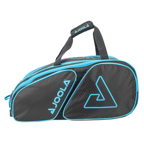 JOOLA Tour Elite Pickleball Bag – Backpack & Duffle Bag for Paddles & Pickleball Accessories – Thermal Insulated Pockets Hold 4+ Paddles - Includes Fence Hook - color: Black/Light Blue