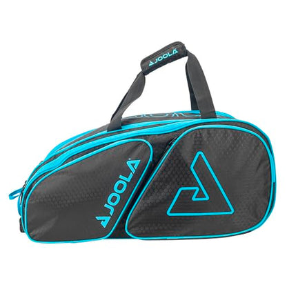 JOOLA Tour Elite Pickleball Bag – Backpack & Duffle Bag for Paddles & Pickleball Accessories – Thermal Insulated Pockets Hold 4+ Paddles - Includes Fence Hook - color: Black/Light Blue