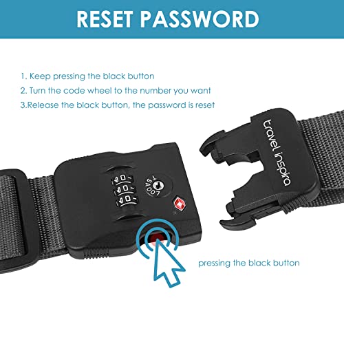 Travel Inspira Luggage Straps with TSA Approved Lock, Heavy-Duty Adjustable Suitcase Belt for 20-28 Inch Travel Suitcase, Durable Nylon Anti-Theft Protection, Black - color: Black