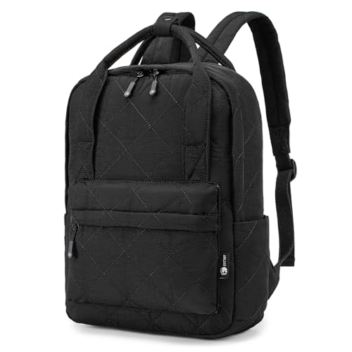40X30X10 Personal Item Travel Backpack Carry On Luggage Flight Approved Quilted Puffer 14'' Laptop Backpack Daypack - color: Black