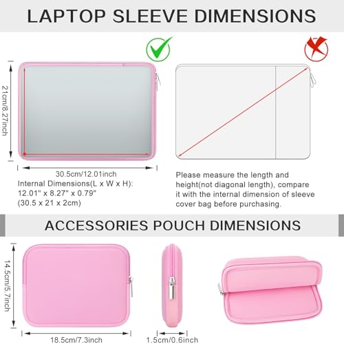 RAINYEAR 11-11.6 Inch Laptop Sleeve Case with Front Pocket & Accessories Pouch, Protective Soft Cover Compatible with MacBook Neo A18 11.6" MacBook Air 11" Notebook Tablet Ultrabook Chromebook (Pink) - color: Pink, size: 11"-11.6"