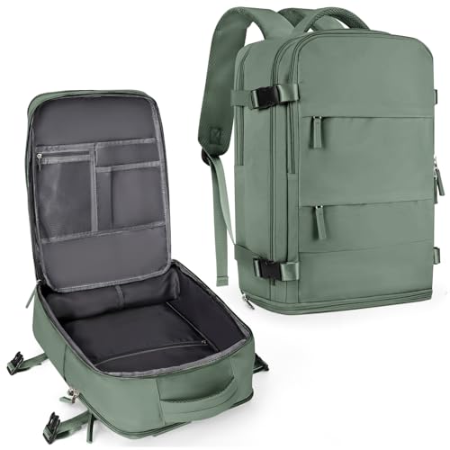 coowoz Travel Backpack For Women Men,Carry On Backpack,Hiking Backpack Waterproof Outdoor Sports Rucksack Casual Daypack Travel Essentials(Olive Green) - color: Olive Green, size: 25l