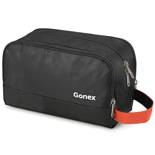 Gonex Travel Toiletry Bag Nylon, Toiletries Kit Shaving Bag Toiletry Organizer Black & Orange - color: Black & Orange