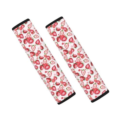 Dreaweet Strawberry Print Seat Belt Cover Pad Cute Seatbelt Covers for Women Girly,Soft Seatbelt Cushion Seat Belt Covers for Adults Kids - color: Strawberry