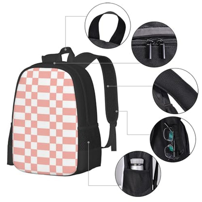 Breathable Outdoor Daypack Checkered Pink, Durable Anti Theft Travel Backpack Adjustable Strap Shoulder Bag for Hiking Camping City Walking - color: Design (547)